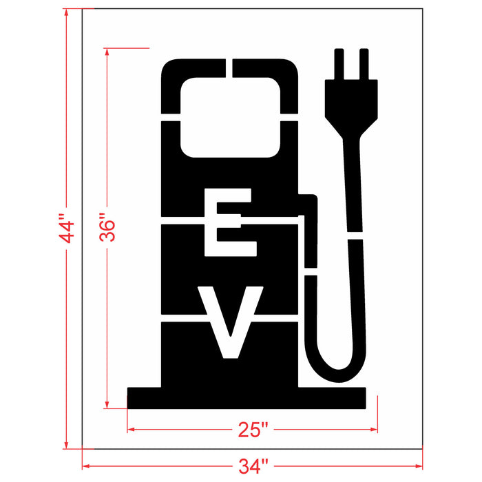 Electric Vehicle Symbol - gas pump style Stencil - (24"-48")
