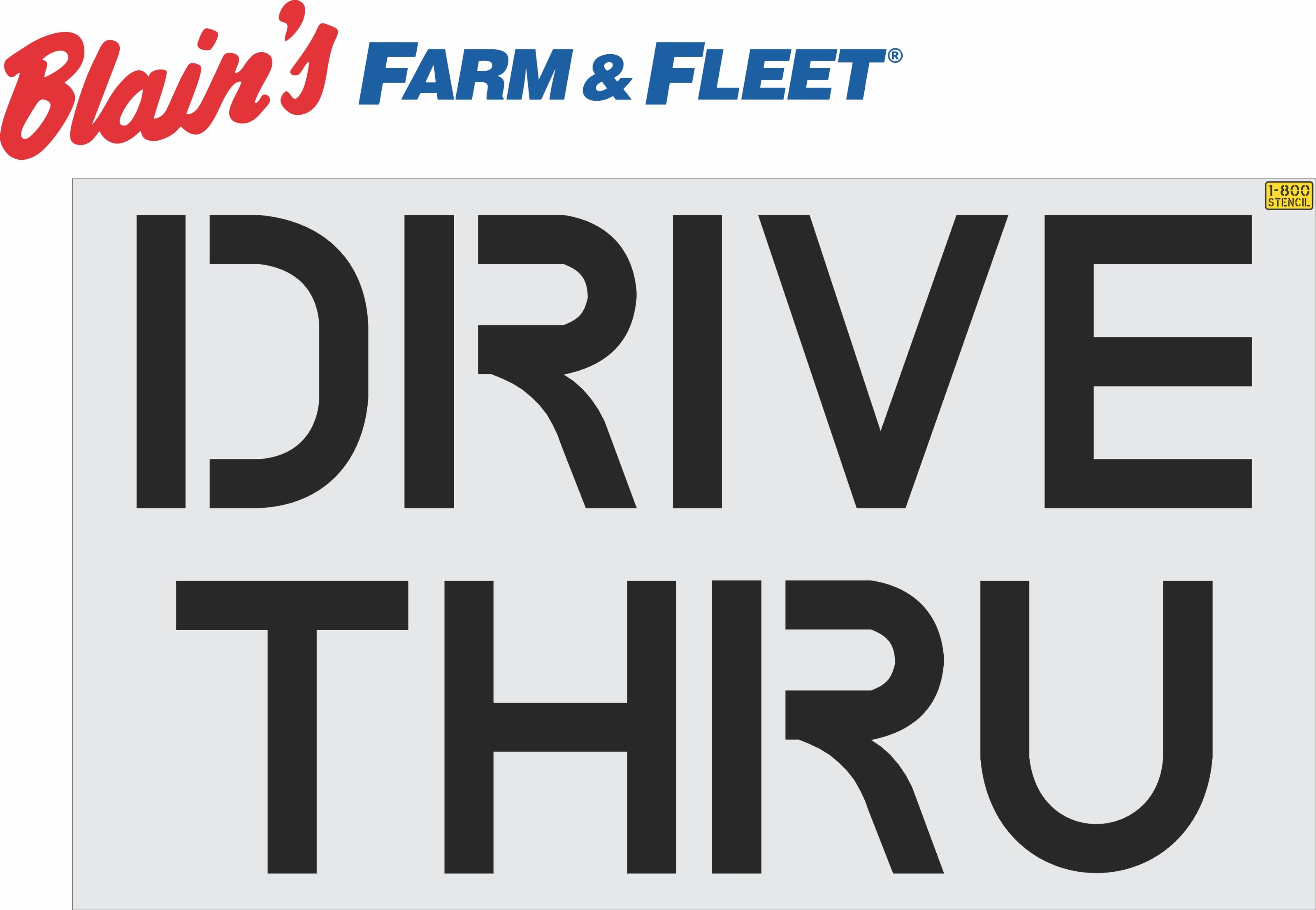 24 in Farm and Fleet DRIVE THRU Stencil — 1800Stencil