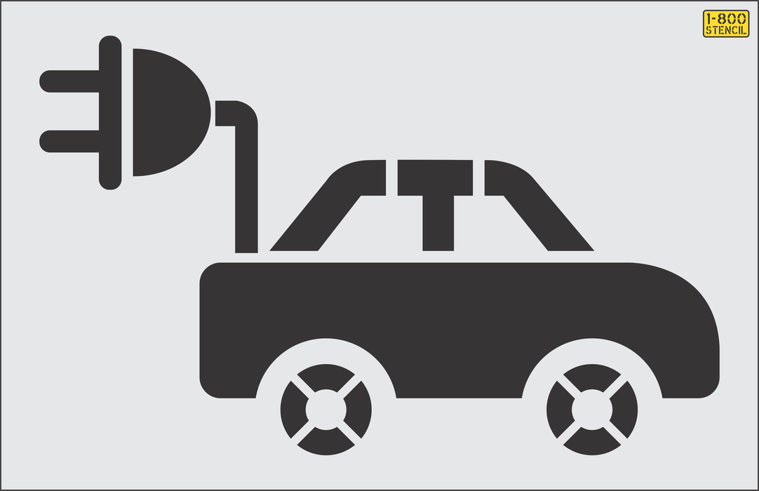 36" EV Car Logo with Plug Stencil