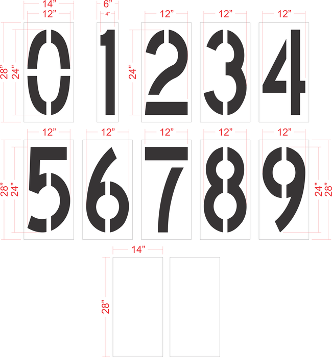 24'' x 12'' Number Kit Stencil