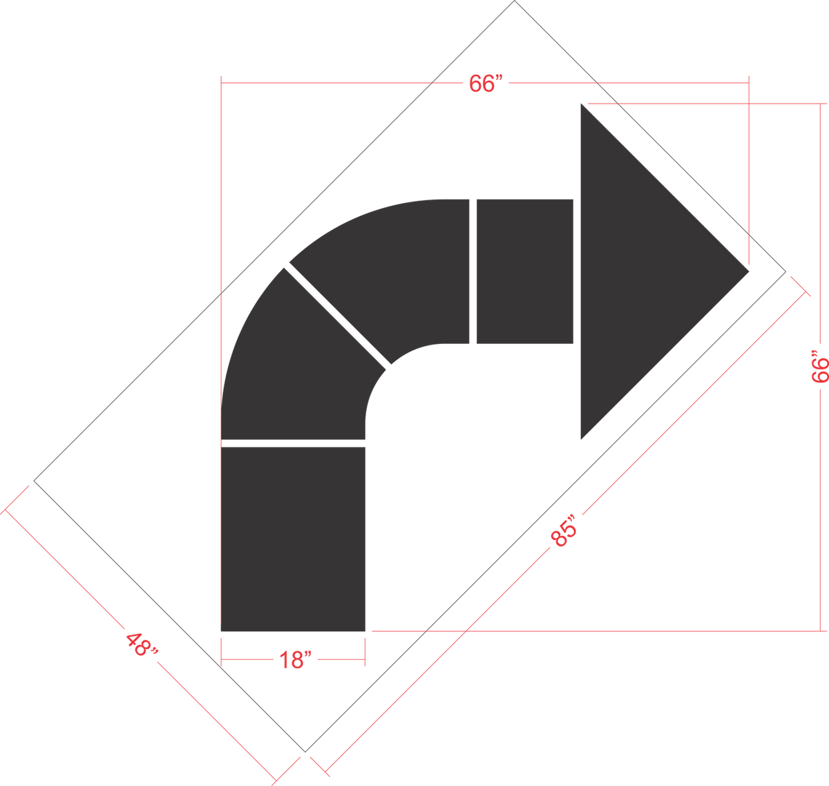 66" Walgreens Turn Arrow Stencil