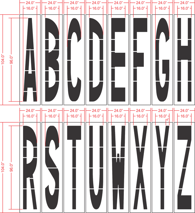96"x16" Alphabet Kit Stencil