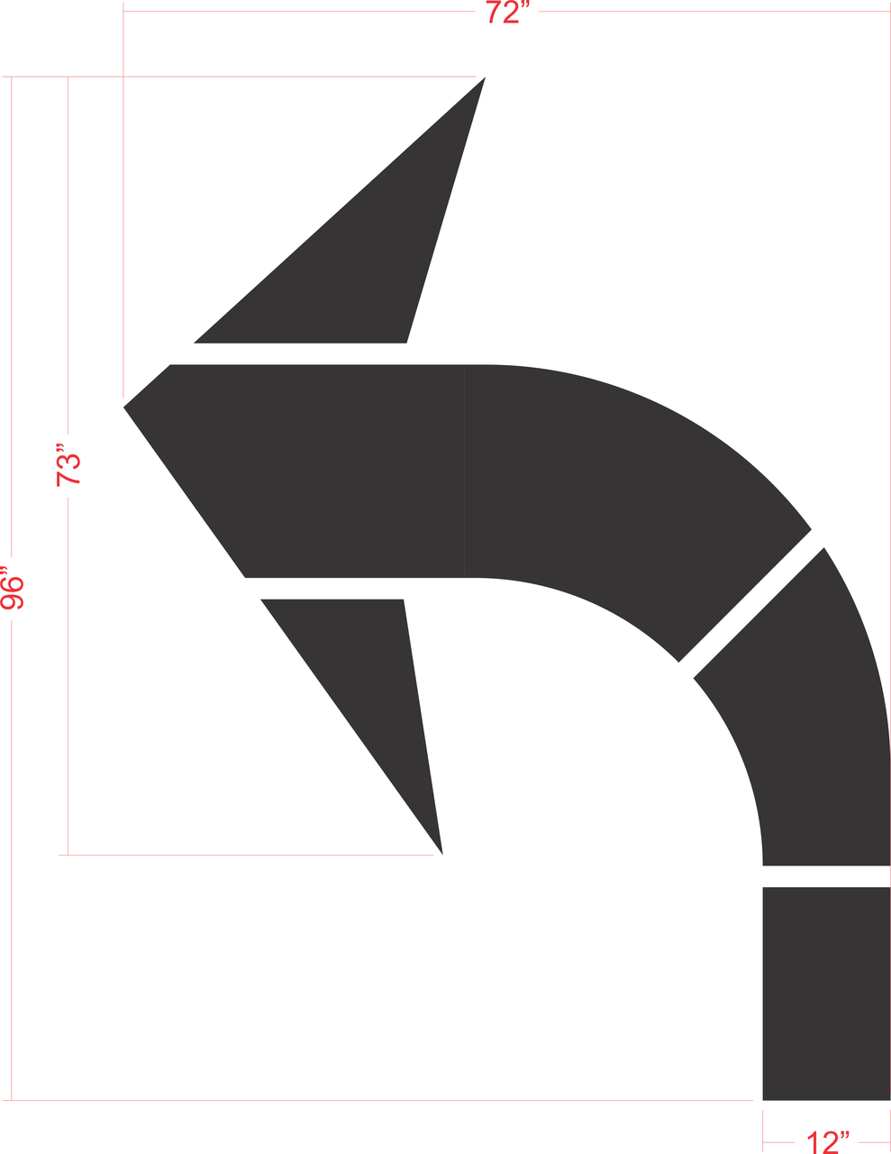 96" FHWA/DOT Turn Arrow Stencil