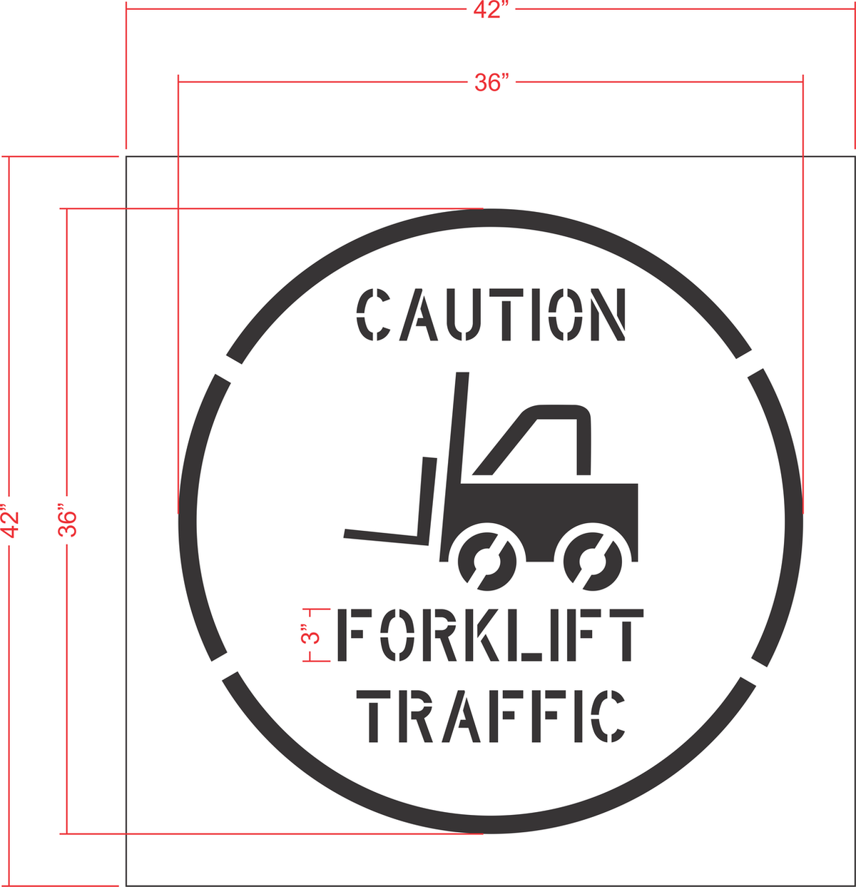 36" CAUTION FORKLIFT TRAFFIC Stencil