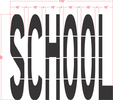 96" SCHOOL Stencil