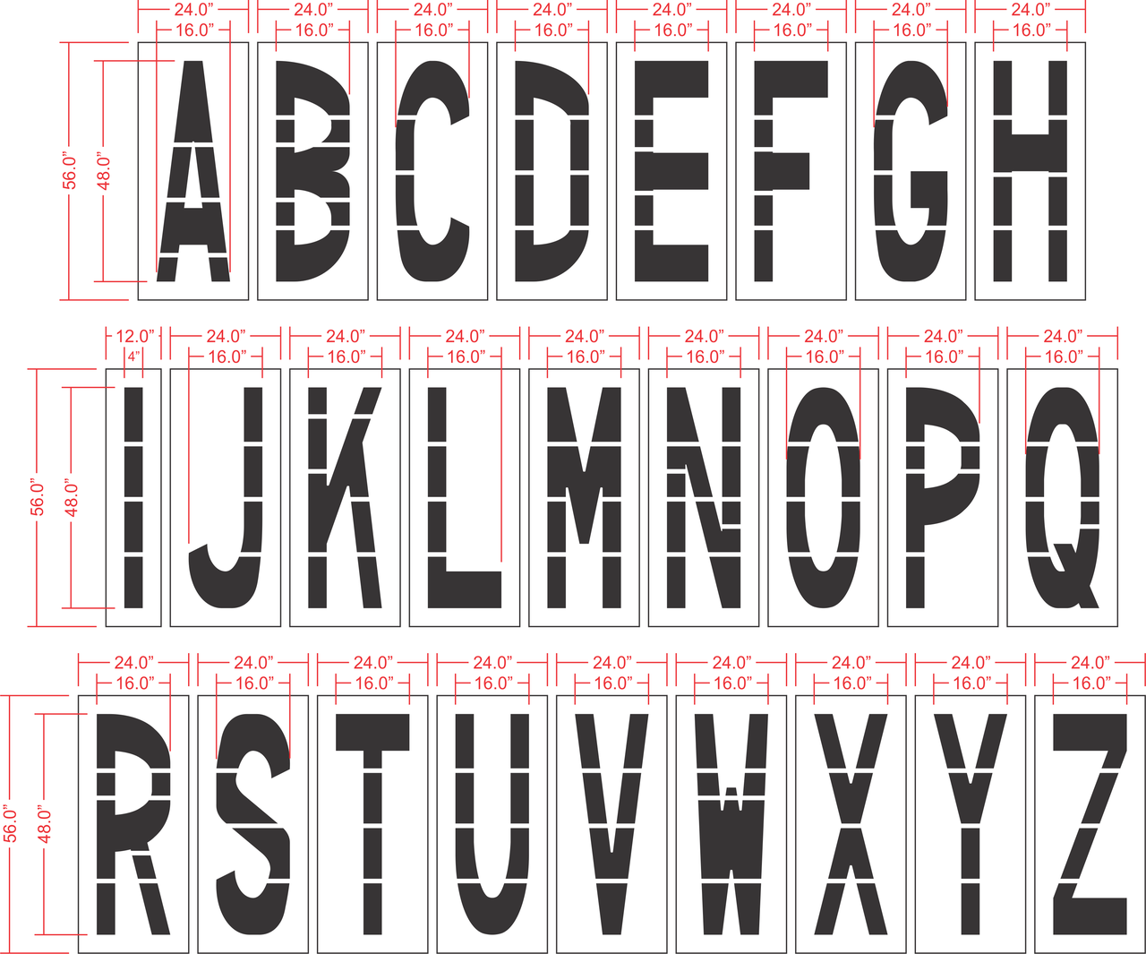 48"x16" Alphabet Kit Stencil