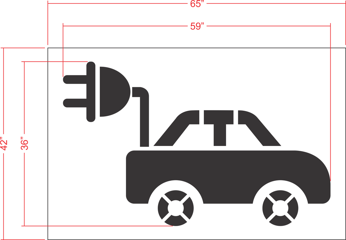 36" EV Car Logo with Plug Stencil