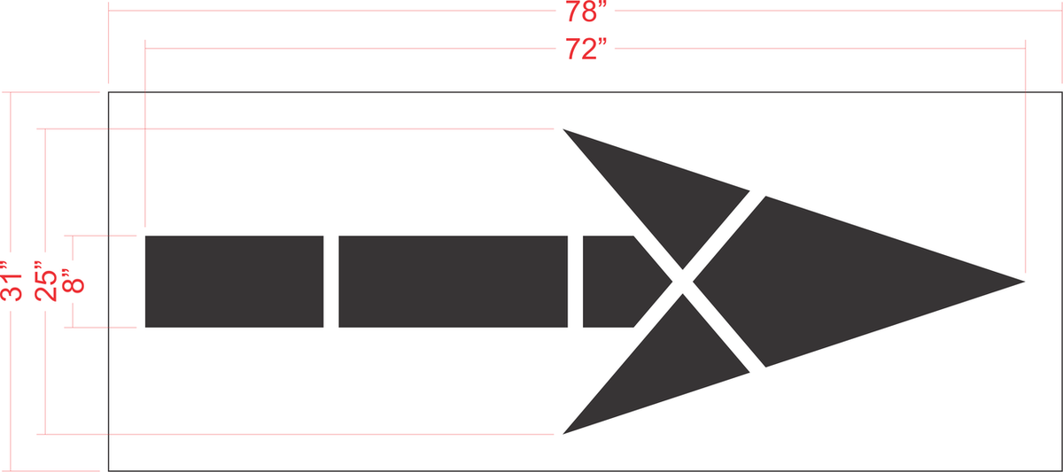 72" FHWA / DOT Bike Lane Arrow Stencil