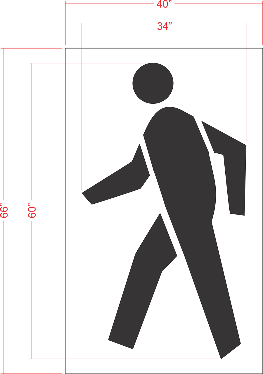 60" Pedestrian Logo Stencil