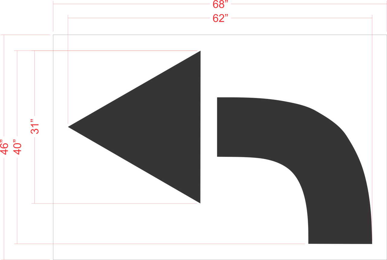 62" TURN ARROW Stencil