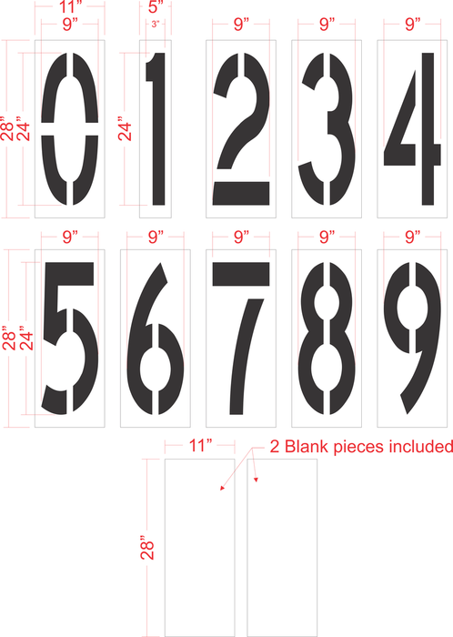 24" x 9" Number Kit Stencil