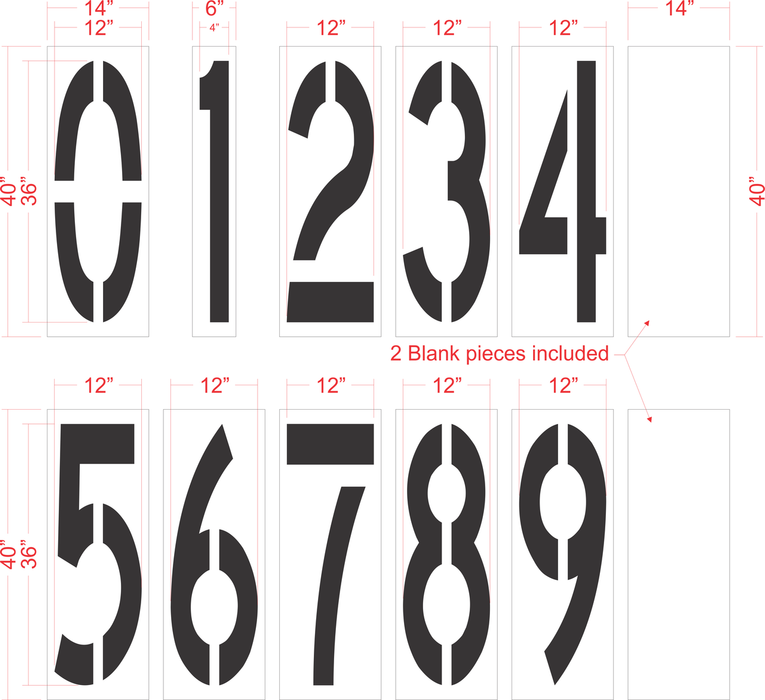 36" x 12" Number Kit Stencil