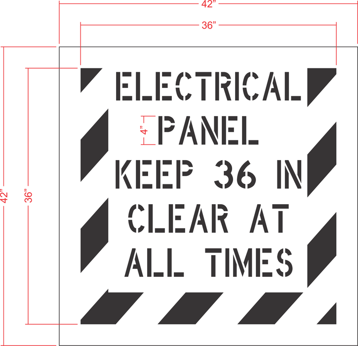 Electrical Panel Keep 36 in Clear at All Times Stencil
