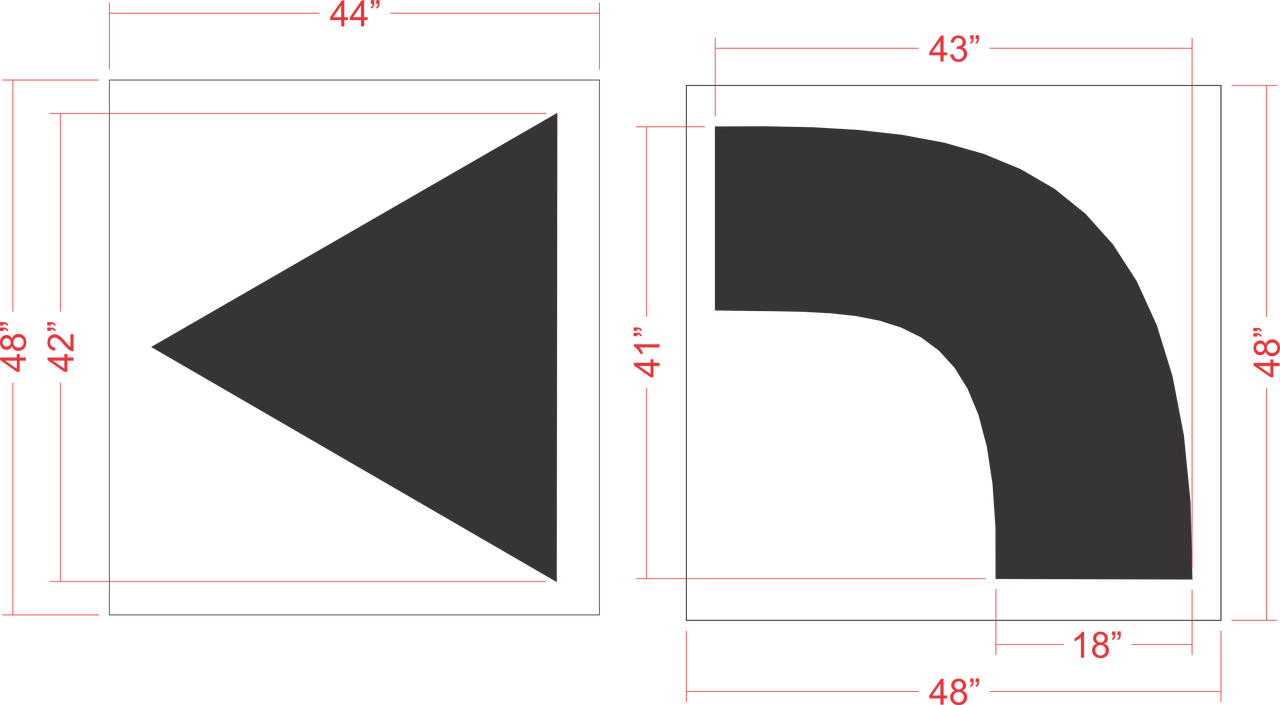 84" TURN ARROW Stencil