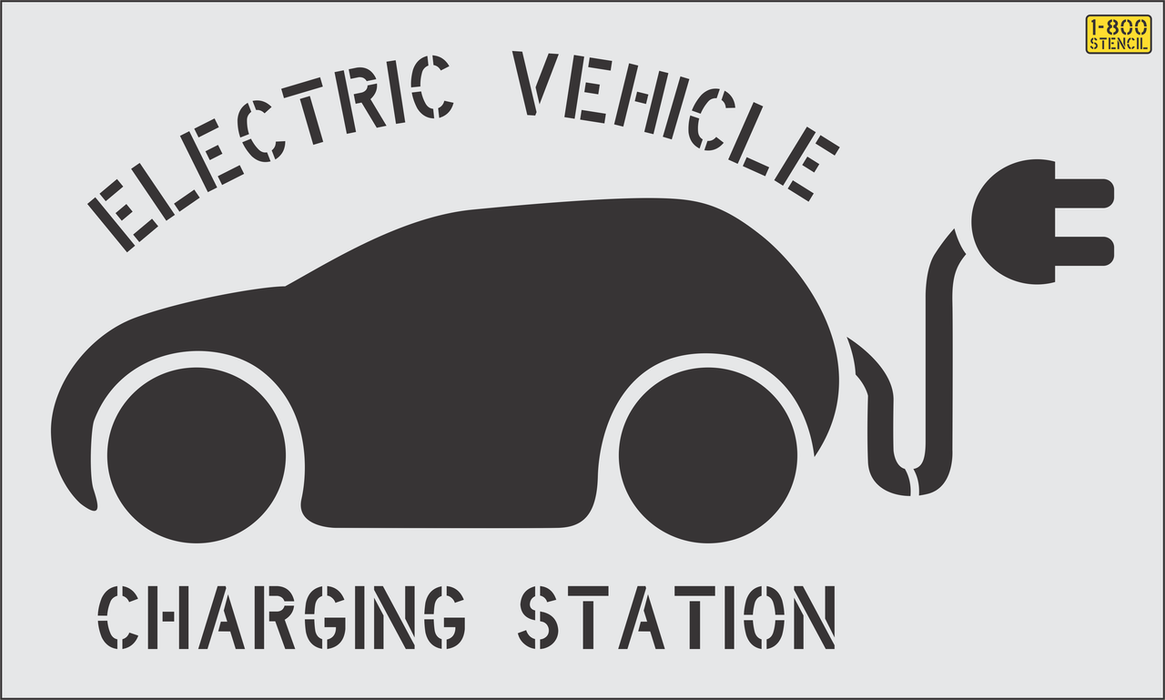 36" EV Charging Station with Tail Plug Stencil