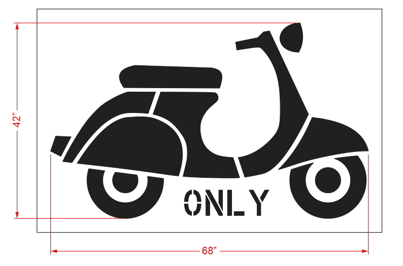 42" Scooter Stencil - High-quality stencil for pavement marking, durable and reusable