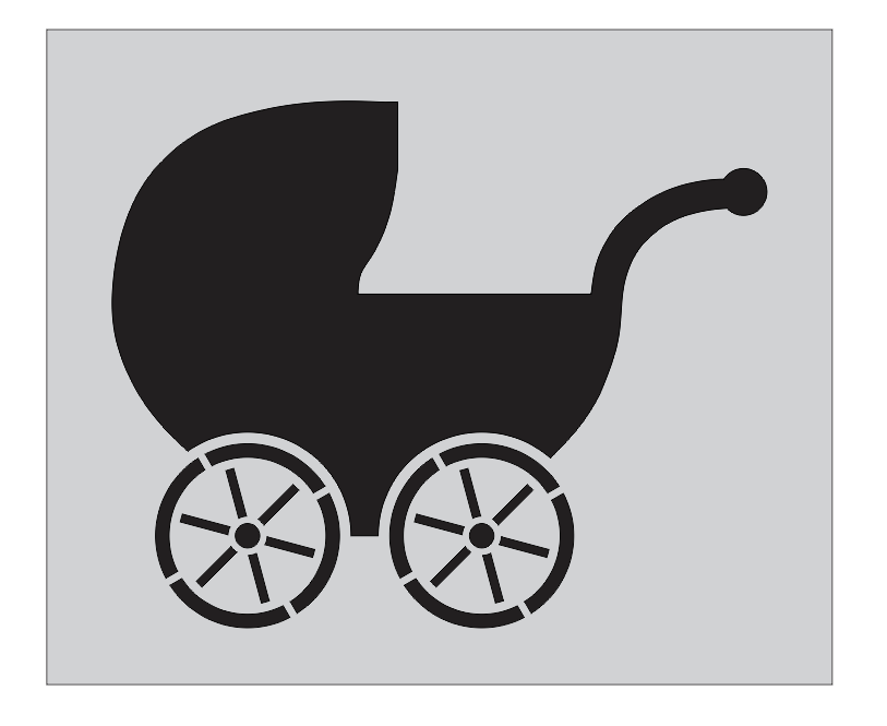 Baby Stroller Stencil 1/8" LDPE - High-quality stencil for pavement marking, durable and reusable